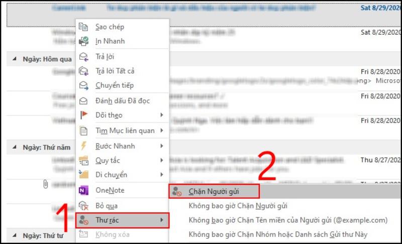 Bí quyết chặn và mở chặn email, thư rác trên Outlook máy tính