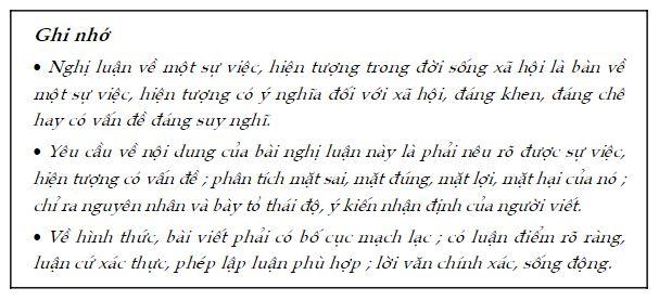 Một số lưu ý về bài văn nghị luận về một sự việc hiện tượng đời sống