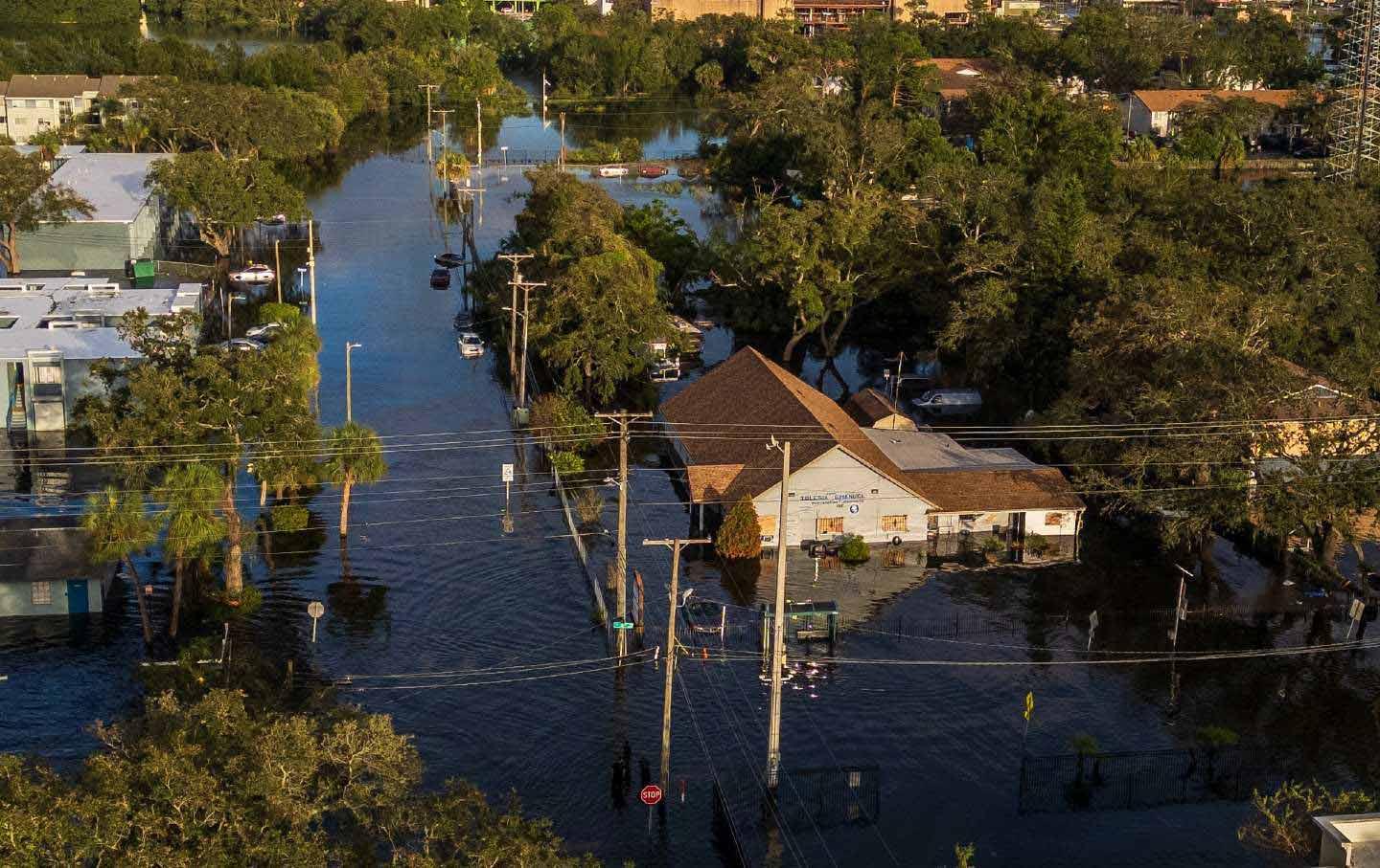 A neighborhood in North Tampa flooded by Milton