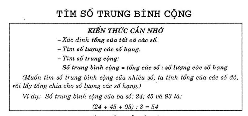 Dạng toán tìm số trung bình cộng lớp 4 