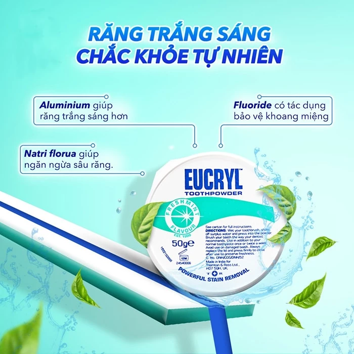 Thành phần và công dụng bột tẩy trắng răng Eucryl.