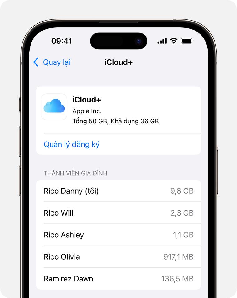 Màn hình iPhone hiển thị bước Quản lý gói đăng ký này