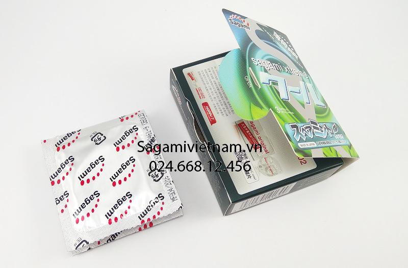 Bao cao su Sagami Xtreme Spearmint – Hộp 10 chiếc, tê mát bạc hà, kéo dài cuộc yêu