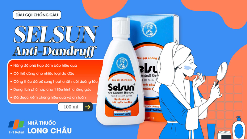 Dầu gội chống gàu Selsun Anti-Dandruff Shampoo Rohto sạch gàu và hết ngứa da đầu (100ml)