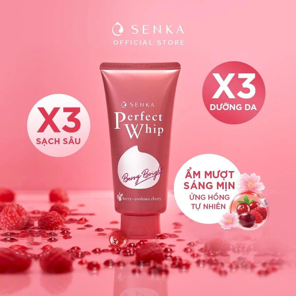 Sữa Rửa Mặt Làm Sạch Sâu, Sáng Hồng Senka Perfect Whip Berry Bright 100g
